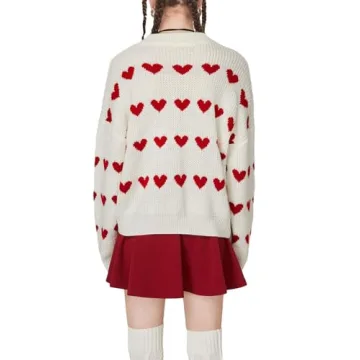 Floerns Women's Cozy Heart Sweater for Winter Chic