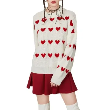 Floerns Women's Cozy Heart Sweater for Winter Chic