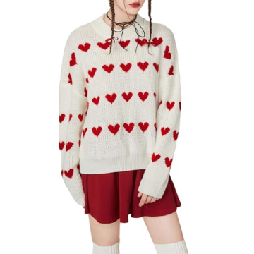 Floerns Women's Cozy Heart Sweater for Winter Chic