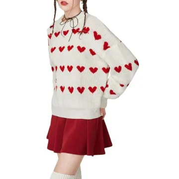 Floerns Women's Cozy Heart Sweater for Winter Chic