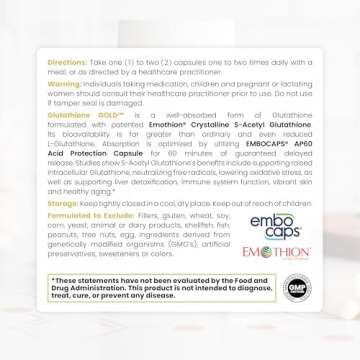 Pure TheraPro Rx S-Acetyl Glutathione Gold 100mg, Made in USA - 4 Month Supply | Acid Resistant Capsules | Patented Acetylated Form of Glutathione | Zero Fillers, Pharmaceutical Grade, Non GMO