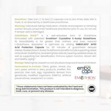 Pure TheraPro Rx S-Acetyl Glutathione Gold 100mg, Made in USA - 4 Month Supply | Acid Resistant Capsules | Patented Acetylated Form of Glutathione | Zero Fillers, Pharmaceutical Grade, Non GMO