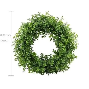 GTIDEA Eucalyptus Wreath 16-17 inches Front Door Wreath Spring Greenery Wreath Artificial Eucalyptus Leaves Wreath for Home Wall Wedding Christmas Decor