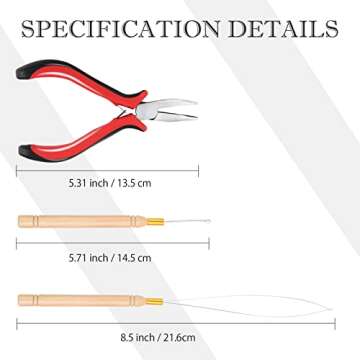 Neitsi 3pcs Kit for Micro Link Hair Feather Extensions: Pliers, Micro Pulling Needle, and Loop Threader