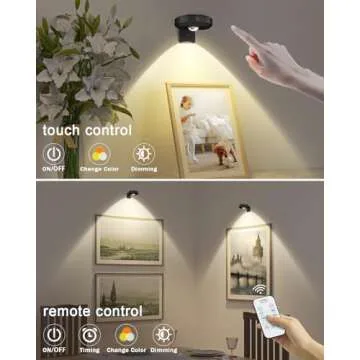WILLED Picture Lights for Wall, 1200mAh Rechargeable Battery Operated Picture Frame lights, Puck Lights with Remote, Dimmable & Timer Art Lighting for Paintings Wireless, Magnetic Gallery Light/3 Pack