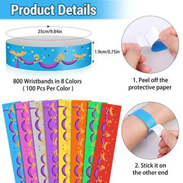 800 Neon Adhesive Wristbands for Events and Parties
