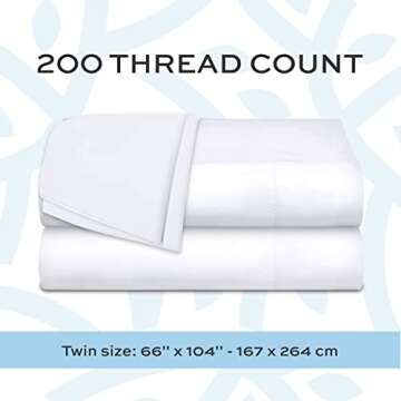 White Classic Twin Flat Sheets 6 Pack, White Cotton Flat Bed Sheet 66x104 Inches, 200 Thread Count Hospital Bed Sheets