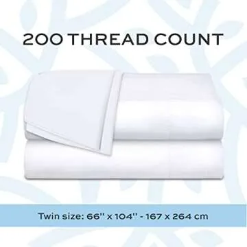 White Classic Twin Flat Sheets 6 Pack, White Cotton Flat Bed Sheet 66x104 Inches, 200 Thread Count Hospital Bed Sheets