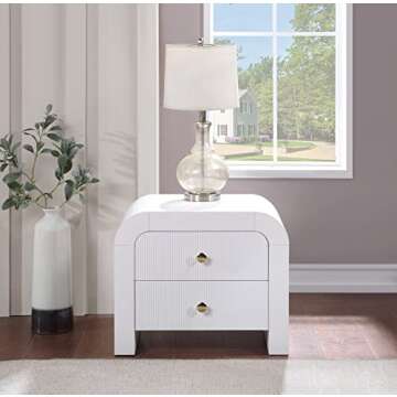 Meridian Furniture 888White-NS Artisto Collection Modern | Contemporary Rich Wood Veneer Nightstand ...
