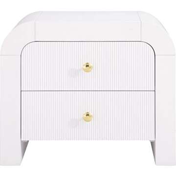Meridian Furniture 888White-NS Artisto Collection Modern | Contemporary Rich Wood Veneer Nightstand with Complete Sets of Gold and Chrome Handles Included, White, 26" W x 18.5" D x 22" H