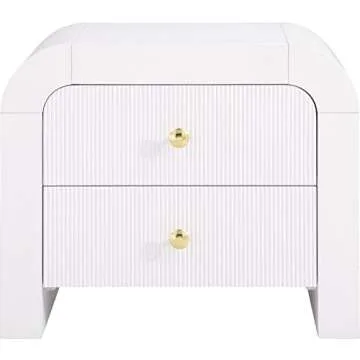 Meridian Furniture 888White-NS Artisto Collection Modern | Contemporary Rich Wood Veneer Nightstand with Complete Sets of Gold and Chrome Handles Included, White, 26" W x 18.5" D x 22" H
