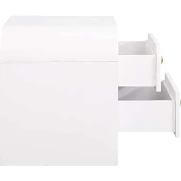 Meridian Furniture 888White-NS Artisto Collection Modern | Contemporary Rich Wood Veneer Nightstand with Complete Sets of Gold and Chrome Handles Included, White, 26" W x 18.5" D x 22" H