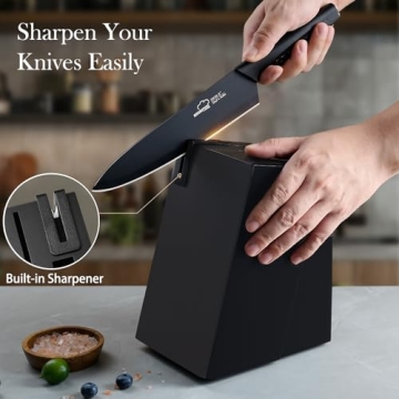 Elegant 15-piece Kitchen Knife Set with Sharpener Block