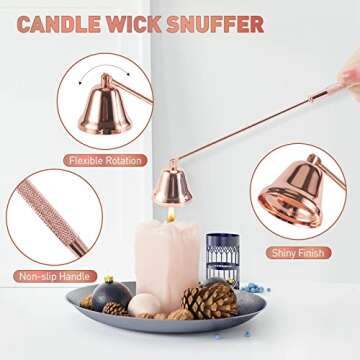 Candle Wick Trimmer Set - Wick Trimmer, Candle Snuffer, Wick Dipper, 3 in 1 Candle Care Kit, Stainless Steel Candle Accessory Set with Wick Cutter, Candle Extinguisher, Gift Package for Candle Lovers
