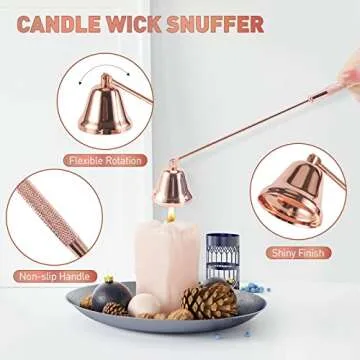 Candle Wick Trimmer Set - Wick Trimmer, Candle Snuffer, Wick Dipper, 3 in 1 Candle Care Kit, Stainless Steel Candle Accessory Set with Wick Cutter, Candle Extinguisher, Gift Package for Candle Lovers