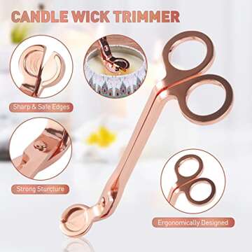Candle Wick Trimmer Set - Wick Trimmer, Candle Snuffer, Wick Dipper, 3 in 1 Candle Care Kit, Stainless Steel Candle Accessory Set with Wick Cutter, Candle Extinguisher, Gift Package for Candle Lovers