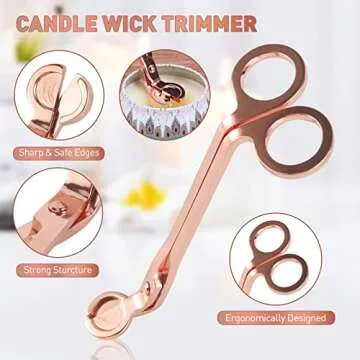 Candle Wick Trimmer Set - Wick Trimmer, Candle Snuffer, Wick Dipper, 3 in 1 Candle Care Kit, Stainless Steel Candle Accessory Set with Wick Cutter, Candle Extinguisher, Gift Package for Candle Lovers