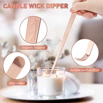 Candle Wick Trimmer Set - Wick Trimmer, Candle Snuffer, Wick Dipper, 3 in 1 Candle Care Kit, Stainless Steel Candle Accessory Set with Wick Cutter, Candle Extinguisher, Gift Package for Candle Lovers