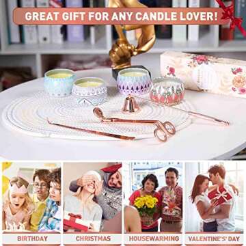 Candle Wick Trimmer Set - Wick Trimmer, Candle Snuffer, Wick Dipper, 3 in 1 Candle Care Kit, Stainless Steel Candle Accessory Set with Wick Cutter, Candle Extinguisher, Gift Package for Candle Lovers