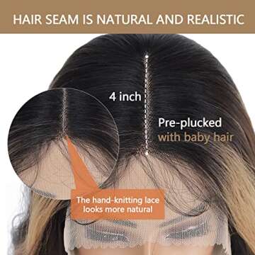 Honey Blonde Ombre Synthetic Lace Front Wig Synthetic Wigs For Black Women Pre Plucked Body Wave Highlight Brown Lace Front Wig Glueless Heat Resistant Curly Wavy Wig Natural Hairline Hair 26 Inch