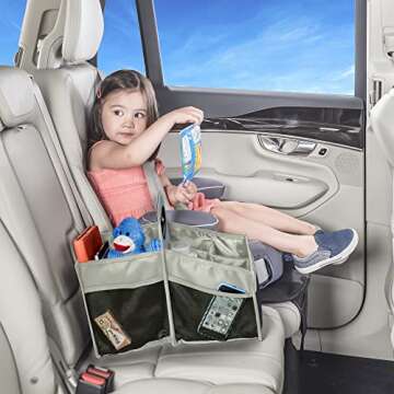 High Road Front and Back Seat Car Organizer Caddy with Movable Dividers (Blue/Tan)