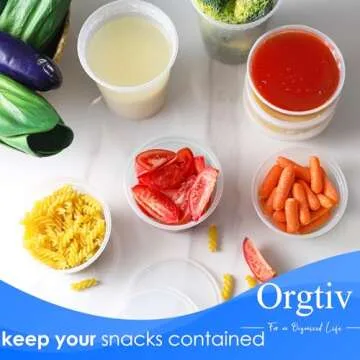 Orgtiv [60 Sets 16oz Deli Containers with Lids,Plastic Storage Containers with Lids,Freezer To Go Containers