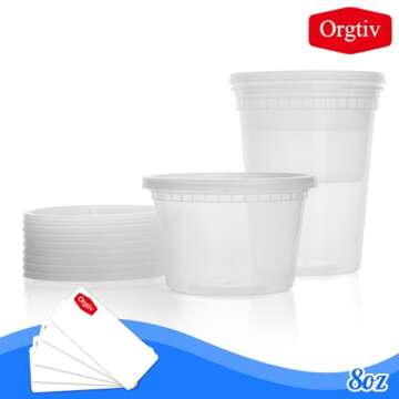 Orgtiv [60 Sets 16oz Deli Containers with Lids,Plastic Storage Containers with Lids,Freezer To Go Containers