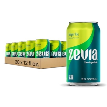 Zevia Zero Calorie Ginger Ale Soda, Refreshing & Guilt-Free 12 Ounce Cans (Pack of 20)