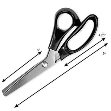 BlueSnail Stainless Steel Pinking Shears Comfort Grip Handled Professional Fabric Crafts Dressmaking Zig Zag Cut Scissors Sewing Scissors(9", Serrated, Black)