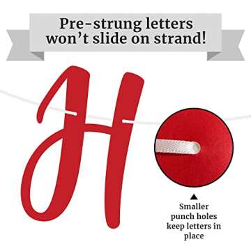 Pre-strung Happy 4th of July Banner - No DIY - Red & Blue with Silver Glitter Fourth of July Banner - Pre-strung Garland on 8 ft Strands - Independence Day Party Decorations & Decor - No DIY