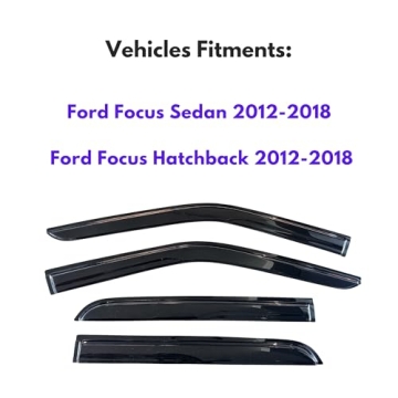 KPY Rain Guards Shield for 2012-2018 Ford Focus Sedan & Hatchback, Tape-on Mugen Style Window Vent V...