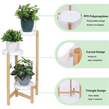 Unho 3-Tier Bamboo Plant Stand - Stylish Indoor Planter Holder