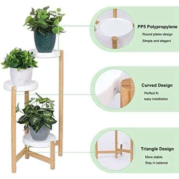 Unho 3-Tier Bamboo Plant Stand - Stylish Indoor Planter Holder