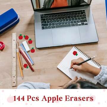 144 Mini Apple Erasers Mini Bulk Welcome Back to School Gifts for Students First Day of School, Teachers Classroom Supplies Stationary, Student Reward Prizes, Math Manipulatives Counters