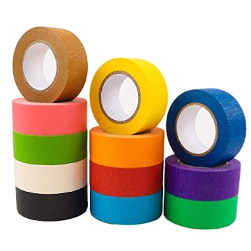 Vibrant 12 Roll Rainbow Masking Tape for Arts and Crafts