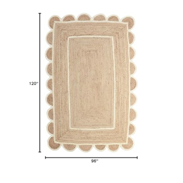 Stylish Weaving Village Scalloped Jute Area Rug 8x10