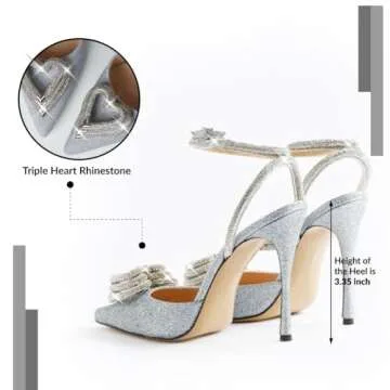 EQAUDES Rhinestone Wedding Heels - Stylish Stiletto Comfort