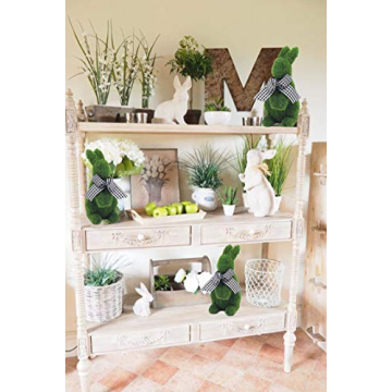 Mingfuxin Easter Furry Flocked Bunny, Faux Moss Rabbit Easter Table Décor, Moss Bunnies Resin Rabbit Holiday Easter Figure Statue Spring Table Garden Easter Decorations