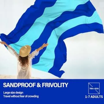 Famstar Beach Blanket Oversized Extra Large 78" X 81",Waterproof Sandproof Beach Blanket 1-7 Adults Lightweight Durable for Travel Camping Hiking Picnic