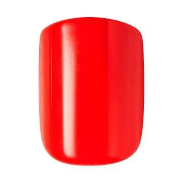 KISS imPRESS Color No Glue Mani 30 Pcs Press On Nails, Solid Red, Short Size, Squoval Shape, Simple Peel & Press Easy Apply, Hassel-Free Removal, Essential Tools Included