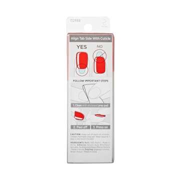 KISS imPRESS Color No Glue Mani 30 Pcs Press On Nails, Solid Red, Short Size, Squoval Shape, Simple Peel & Press Easy Apply, Hassel-Free Removal, Essential Tools Included