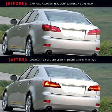 Archaic LED Tail Lights Assembly Fit for LEXUS IS250/IS300/IS350/ISF 2006-2012, Sequential Turning Signal Tail Lamps for LEXUS IS series, Plug & Play Dynamic Rear Lights, Red Lens, Pair(Red)