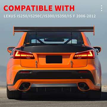 Archaic LED Tail Lights Assembly Fit for LEXUS IS250/IS300/IS350/ISF 2006-2012, Sequential Turning Signal Tail Lamps for LEXUS IS series, Plug & Play Dynamic Rear Lights, Red Lens, Pair(Red)