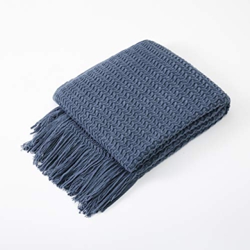 NUYECY Soft Blue Haze Knitted Throw Blanket for Comfort