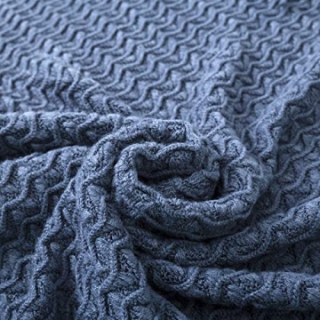 NUYECY Soft Blue Haze Knitted Throw Blanket for Comfort