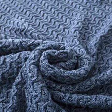 NUYECY Soft Blue Haze Knitted Throw Blanket for Comfort