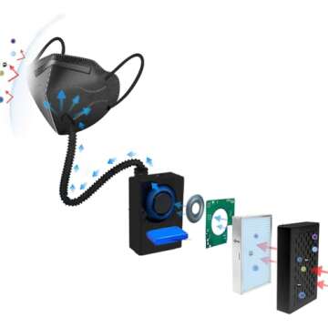 Electric Wearable Air Purifier Mask with HEPA Filter