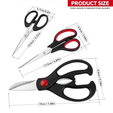 QtoiKce Kitchen Shears Set - 3 Pack Utility Scissors