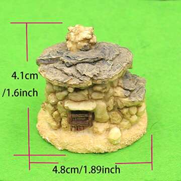 Trasfit Miniature Fairy Garden Stone House Set - 4 Resin Cottages for Enchanting Decor
