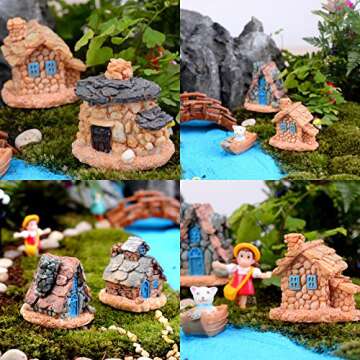 Trasfit Mini Fairy Garden Stone House Set for Outdoor